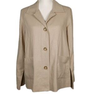 Pendleton Linen Blend Khaki Blazer Shirt S Unlined Lagenlook Coastal Grandmother